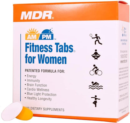 MDR Fitness Tabs Patented Multivitamin for Women Promotes ATP and NAD to Support Energy and Fitness - AM/PM Formulas - 2 Month Supply