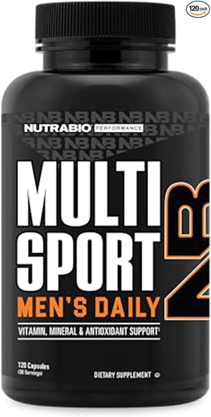 NutraBio Multisport for Men - Mens MultiVitamin - 33 Vitamins, Minerals, Micronutrients - Rich in Antioxidants - Supports Peak Athletic Performance, Energy, Metabolism (120 Vegetable Capsules)