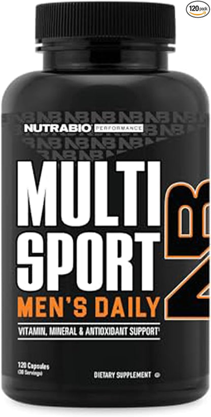 NutraBio Multisport for Men - Mens MultiVitamin - 33 Vitamins, Minerals, Micronutrients - Rich in Antioxidants - Supports Peak Athletic Performance, Energy, Metabolism (120 Vegetable Capsules)