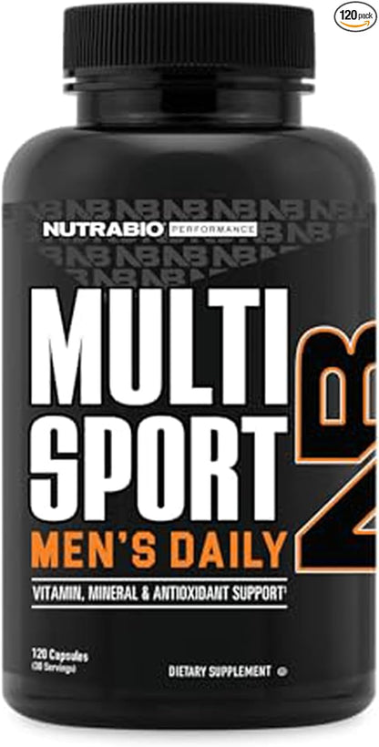 NutraBio Multisport for Men - Mens MultiVitamin - 33 Vitamins, Minerals, Micronutrients - Rich in Antioxidants - Supports Peak Athletic Performance, Energy, Metabolism (120 Vegetable Capsules)