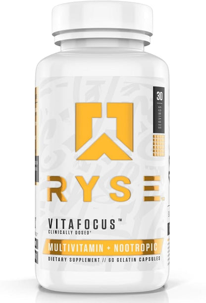 RYSE Core Series VitaFocus | Multivitamin + Nootropic | Total Brain & Body Support | with 13 Essential Vitamins & 8 Essential Minerals | 60 Capsules