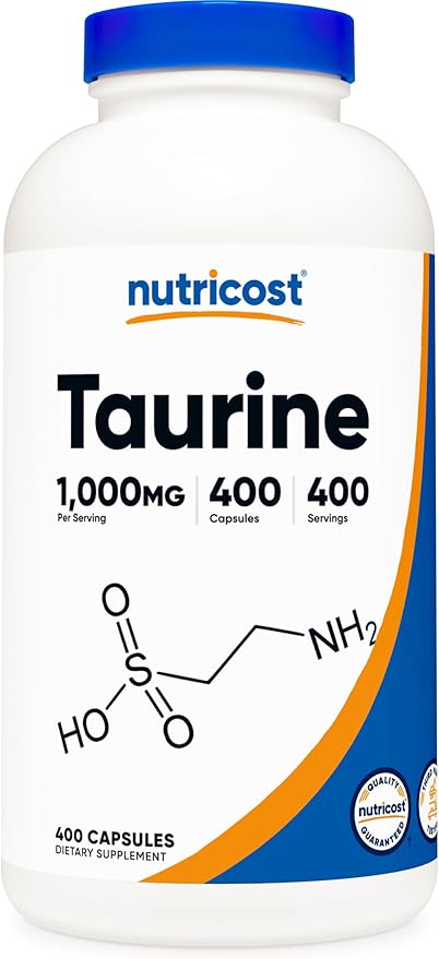 Nutricost Taurine 1000mg; 400 Capsules (3 Bottles)