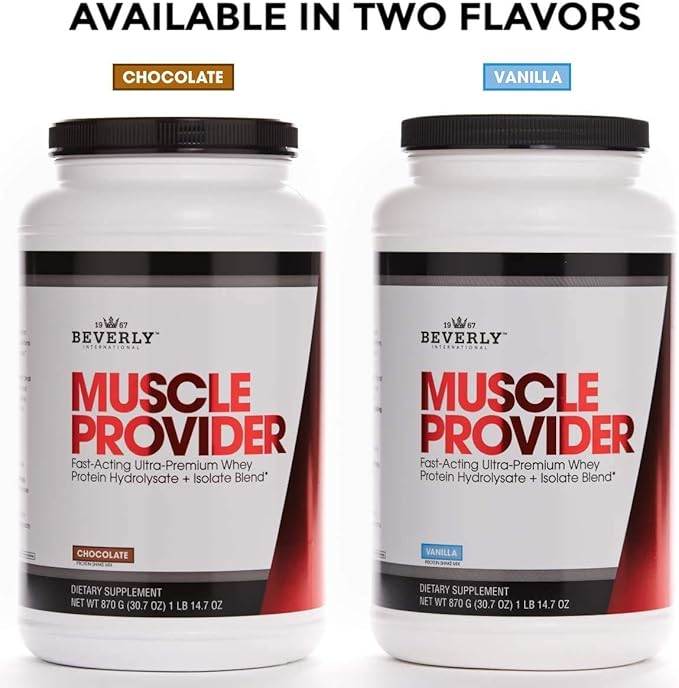 Beverly International Muscle Provider, 30 Servings, Vanilla. Super-Fast-Absorbing Whey Protein Powder for Recovery, Lean Muscle. Fills Your Muscles, not Your Stomach. Tastes Like Ice Cream!
