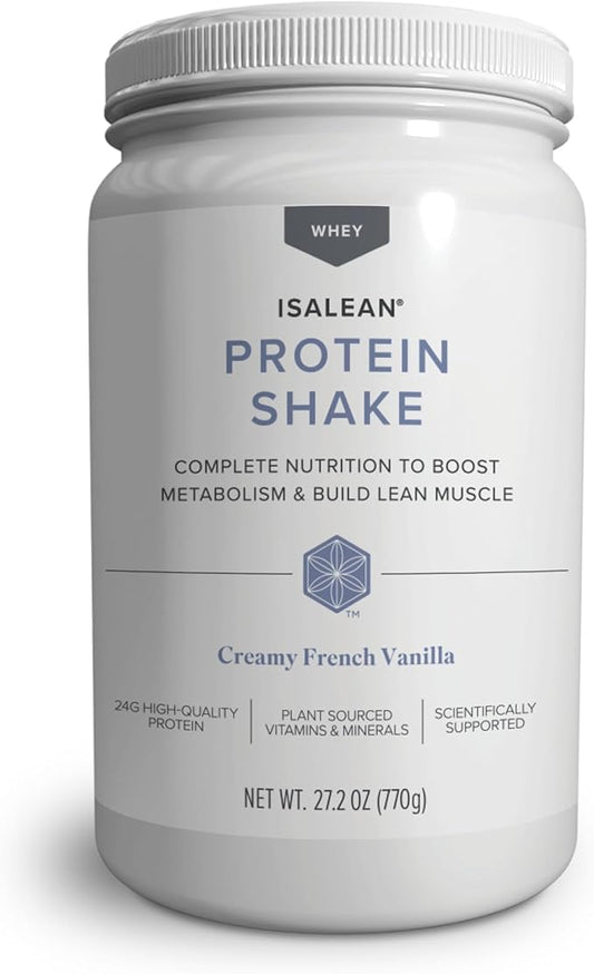 Isagenix IsaLean Shake - Meal Replacement Protein Shake Supports Healthy Weight & Muscle Growth - Protein Powder Enriched with 23 Vitamins - Creamy French Vanilla, 29.1 Oz (14 Servings)