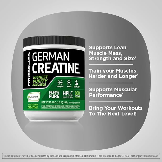 Fitness Labs German Creatine Monohydrate Powder | 1.1 lb | Creapure Fitness Supplement | 100 Servings