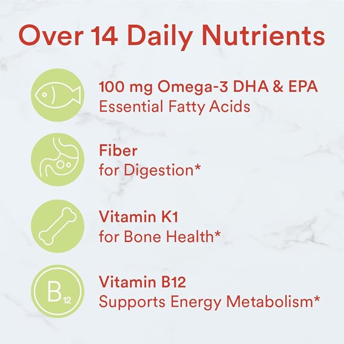 SmartyPants Kids Multivitamin Gummies and Fiber Supplement: Omega 3 Fish Oil (EPA/DHA), Vitamin D3, C, Vitamin B12, B6, Vitamin A, Zinc, Fiber Gummies, Three Fruit Flavors, 120 Count (30 Day Supply)