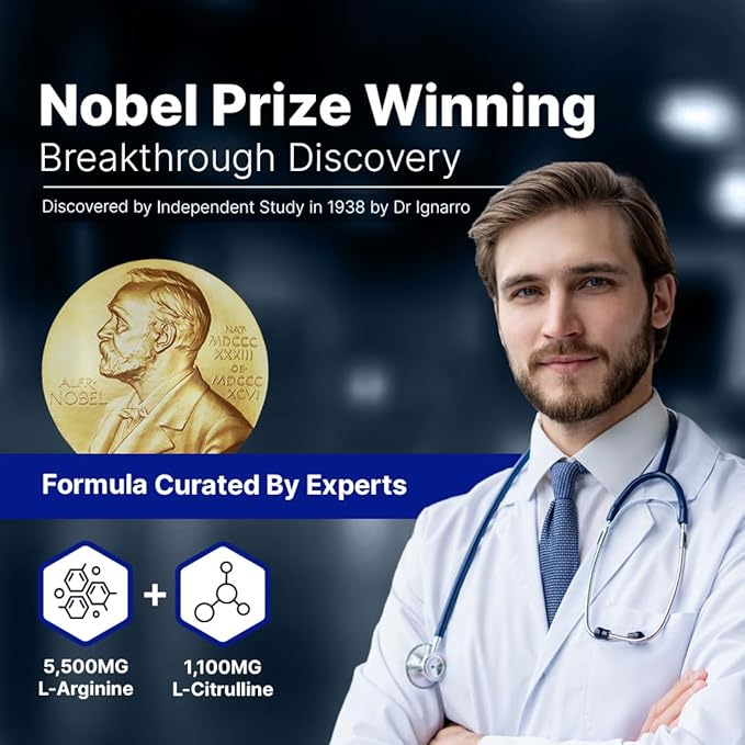 L-ARGININE PRO | 5,500mg L-Arginine Plus L-Citrulline 1,100mg Powder Supplement for Increased Nitric Oxide Production | Endurance, Heart Health & Blood Flow (3, Grape)