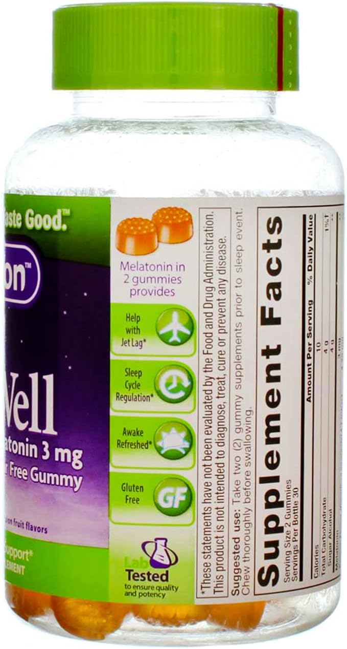 Vitafusion Sleep Well Melatonin Gummies Sugar Free, 60 Each (3 Pack)