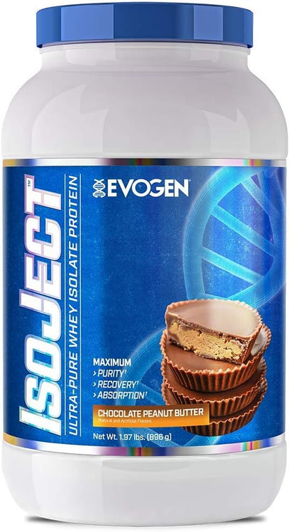 Evogen Isoject - Whey Isolate Protein Powder | Ultra-Pure Whey Isolate, Enhanced Absorption & Recovery | Ignitor Enzymes, BCAAs, EAAs | Chocolate Peanut Butter | 28 Servings
