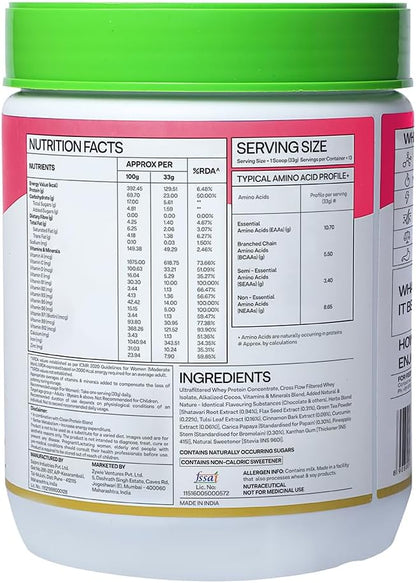 Protein & Herbs for Women | 1.1 Lbs (500 gm) with Multivitamins, Curcumin, Shatavari, Tulsi for Improved Metabolism, Hormonal Balance & Skin, Hair Health, Vanilla Almond (1.1 lb)