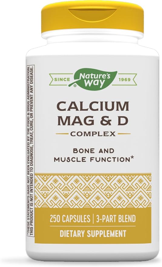 Nature’s Way Calcium-Magnesium-Vitamin D3 - Bone Health & Muscle Function* - With Calcium Carbonate, Citrate & Malate - Gluten & Dairy Free - 250 Capsules