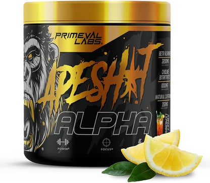 Primeval Labs Ape Alpha Natural Pre Workout for Men and Women | Increase Endurance and Focus | 350mg Caffeine | Beta-Alanine |L citrulline | Nitric Oxide Booster | Sweet Tea Lemonade, 40 Servings