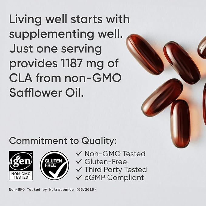 Sports Research CLA - 1250mg with Active Conjugated Linoleic Acid for Men and Women | Non-GMO, Soy & Gluten Free - 95% (90 Softgels)