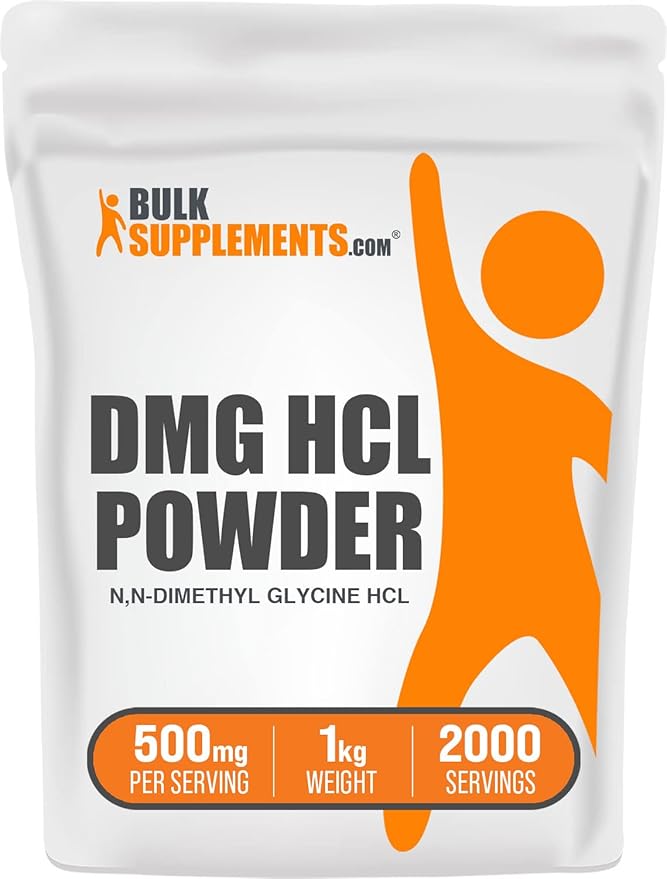 BulkSupplements.com DMG HCl Powder - N,N-Dimethylglycine HCl, DMG Supplements, DMG 500mg, DMG Dimethylglycine Powder - Gluten Free, 500mg per Serving, 1kg (2.2 lbs) (Pack of 1)