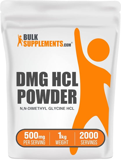 BulkSupplements.com DMG HCl Powder - N,N-Dimethylglycine HCl, DMG Supplements, DMG 500mg, DMG Dimethylglycine Powder - Gluten Free, 500mg per Serving, 1kg (2.2 lbs) (Pack of 1)