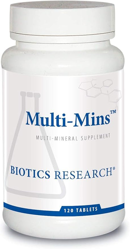 Biotics Research Multi-Mins (Potent Mineral Combination) Bioavailable Multi Mineral Supplement with Mineral Chelates and Whole Food Trace Minerals. Magnesium, Chromium, Iodine (120 Tablets)