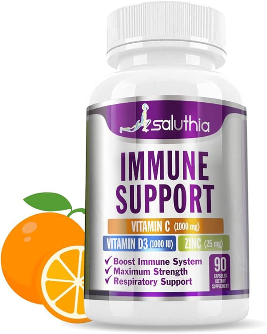 Immune Support Vitamins - Powerful Blend of Vitamin C (1.000 mg), Vitamin D3, Zinc, Elderberries, Colostrum, Echinacea -Immunity Booster and Respiratory Support