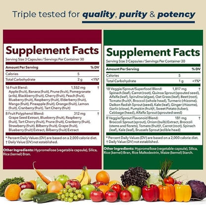 LifeSeasons Fruits & Veggies Supplements - 40 Fruit & Vegetable Superfoods - Nutritional Support for Immunity and Wellness - Vitamins Minerals & Antioxidants - 3X Potency - 90 Count (Pack of 2)