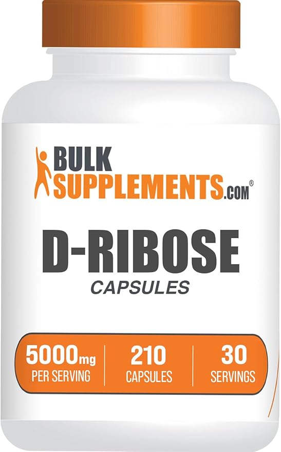 BulkSupplements.com D-Ribose Capsules - Ribose Supplement, D-Ribose 5000mg, for Energy Support - Unflavored & Gluten Free, 7 Capsules per Serving, 210 Capsules (Pack of 1)
