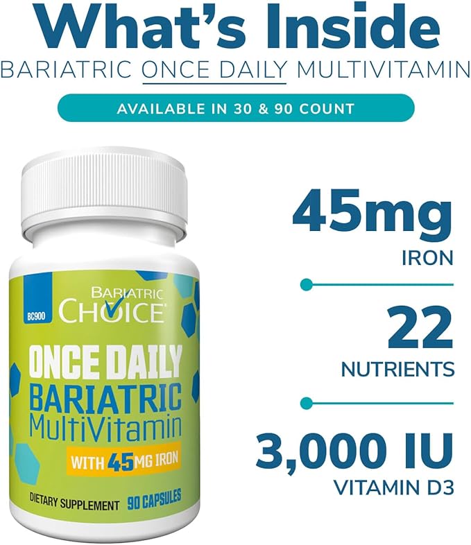 Bariatric Choice Once Daily Bariatric Multivitamin Capsule with 45 mg of Iron (30ct)