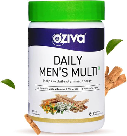 Daily Men’s Multivitamins Tablets | Multivitamins for Men’s Daily Stamina, Improved Energy & Better Immunity | with Daily 23 Minerals, Ashwagandha, Akarkara & Choline, 60 Capsules