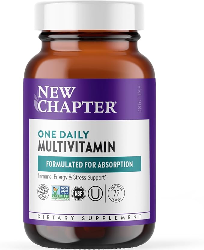 New Chapter One Daily Multivitamin for Immune, Energy & Stress Support, 20+ Nutrients Fermented with Probiotics & Whole Foods, Made with Organic Vegetables - 72 ct