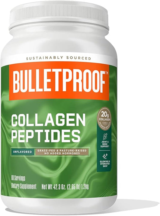 Bulletproof Unflavored Collagen Peptides Powder, 42.3 Ounces, Grass-Fed Collagen Protein and Amino Acids for Skin, Bone and Joint Support, Pasture Raised, No Added Hormones