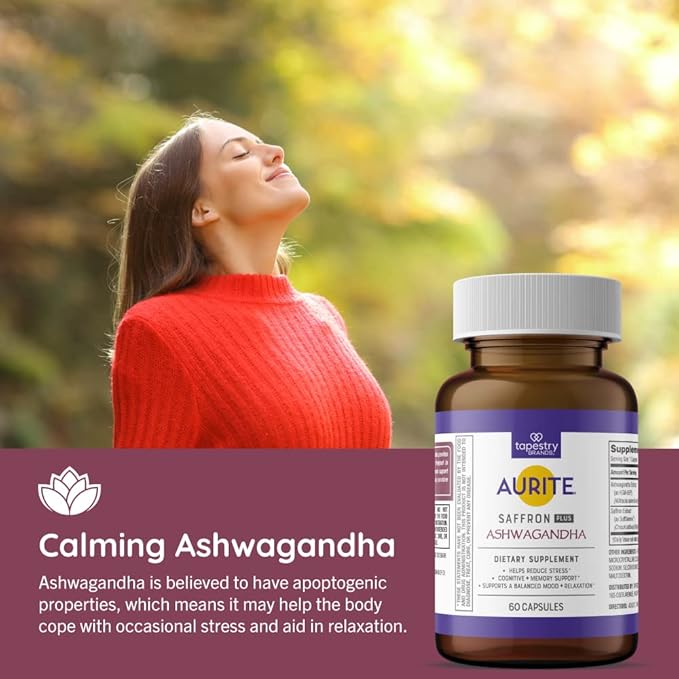 Saffron Ashwagandha Supplement | Stress Management, Mood Support, Long-Term Memory, for Women & Men. 60 Count, Vegetarian Friendly, Non-GMO, Gluten-Free, Soy-Free (2 Months of Supply)