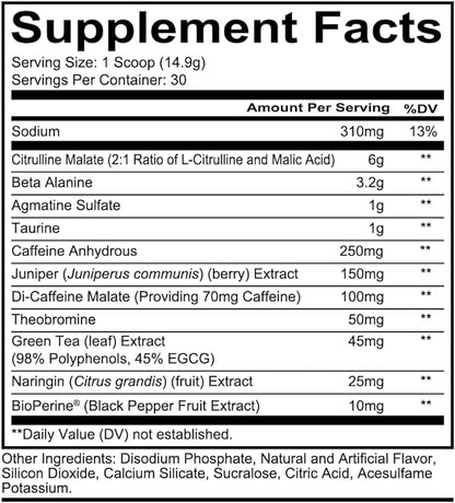 REDCON1 Total War Pre Workout Powder - Caffeinated Energy Powder with Beta Alanine for Enhanced Muscular Endurance - Fast Acting Preworkout with L Citrulline, Watermelon (50 Servings)