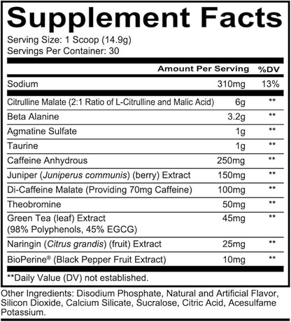 REDCON1 Total War Pre Workout - L Citrulline, Malic Acid, Green Tea Leaf Extract for Pump Boosting Pre Workout for Women & Men - 3.2g Beta Alanine to Reduce Exhaustion, Vice City 30 Servings