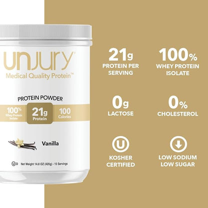 Whey Protein Powder | Vanilla | 21g 100% Whey Isolate Protein Powder | Low Carb and Lactose Free | Gluten Free | Certified Kosher | 15 Servings