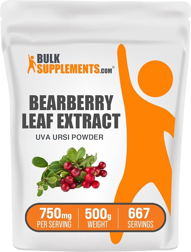 BulkSupplements.com Bearberry Leaf Extract Powder - Uva Ursi Extract, Bearberry Supplement, Bearberry Leaf Powder - Vegan & Gluten Free, 750mg per Serving, 500g (1.1 lbs) (Pack of 1)