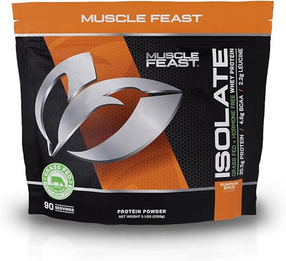 Muscle Feast Grass-Fed Whey Protein Isolate, All Natural Hormone Free Pasture Raised, Pumpkin Spice, 5l