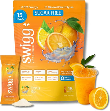 Sugar Free Electrolytes Powder Packets - Hydration Vitamin Water Drink Mix - 2500 mcg B12, C + D + B6, Folate, Iron Zinc + More Essential Elements Daily Multi Vitamins - Hydration Packets Sugar Free