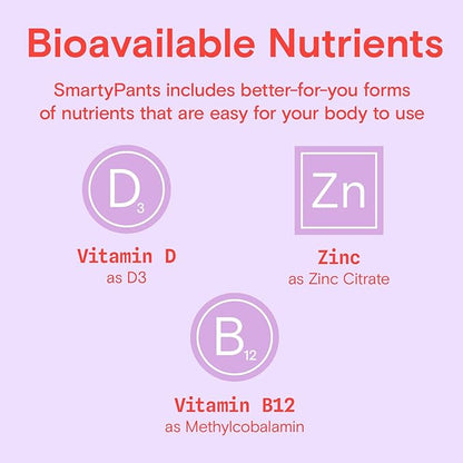 SmartyPants Kids Immunity Elderberry Gummies: Kids Immune Support Supplement, Vitamin C, Vitamin D, Vitamins B6 & B12 and Zinc, Gluten Free, Elderberry Flavor, 60 Count (30 Day Supply)