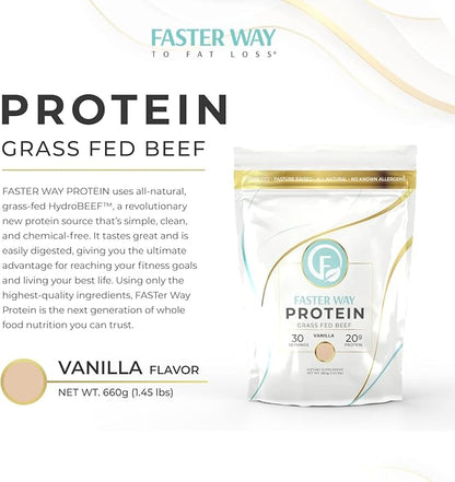 Grass Fed Protein Powder Vanilla Flavor, Dairy-Free Alternative to Whey Protein Powder, Pure Hydrolyzed Beef Protein Isolate with All 9 Essential Amino Acids. Non-GMO - 660g