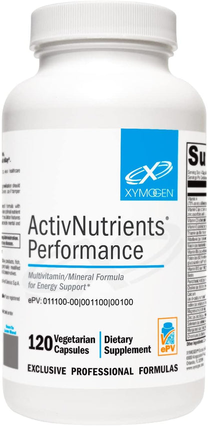 XYMOGEN ActivNutrients Performance - Multivitamin/Multimineral for Energy Support with Shilajit, ALA, NAC, Bacopa Extract, Chelated Minerals + B Vitamins with Folate (120 Capsules)