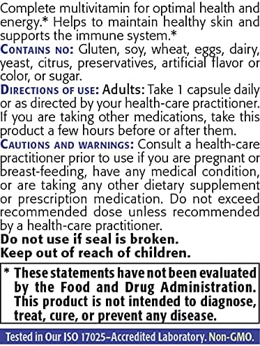 NEW ROOTS HERBAL – Multi (60 Veg Caps)|Vitamins C D E B1 B2 B6 B12, Biotin, Niacin, Zinc | Optimal Health & Energy| Healthy Skin| Supports Immunity