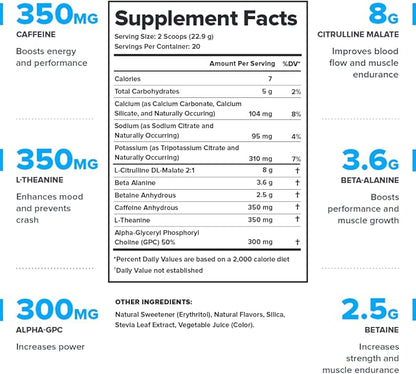 LEGION- All Natural Nitric Oxide Preworkout Drink to Boost Energy, Creatine Free, Naturally Sweetened, Beta Alanine, Citrulline, Alpha GPC (Cherry Limeade)