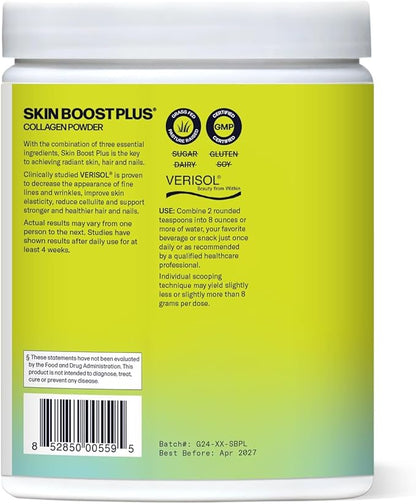 Sparkle Wellness Skin Boost Plus (Acai Lemonade) [50-Serves] | Collagen Powder Supplement with VERISOL Bioactive Hydrolyzed Collagen Peptides, Vitamin C & Hyaluronic Acid to Improve Skin Elasticity