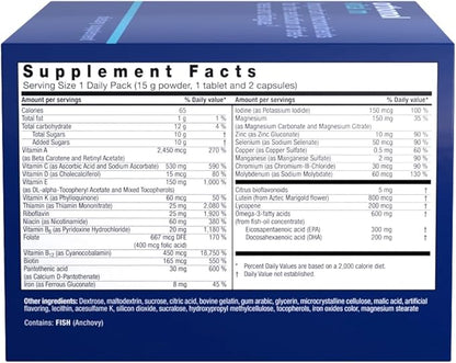Orthomol Vital M Powder & Tablet Packet for Men, 30-Day Vitamin Supplement – Daily Energy, Fatigue Reduction & Vitality Support with Vitamins A, B, C, D, E, K, Omega-3 & Iodine