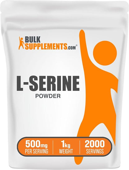 BulkSupplements.com L-Serine Powder - Serine Supplement, L-Serine 500mg - Amino Acid Supplement for Immune Support - Gluten Free, 500mg per Serving, 1kg (2.2 lbs) (Pack of 1)