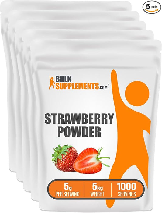 BulkSupplements.com Strawberry Powder - Strawberry Flavor Powder - Sugar Free Electrolyte Powder - Powder Drink Mix (5 Kilograms - 11 lbs)
