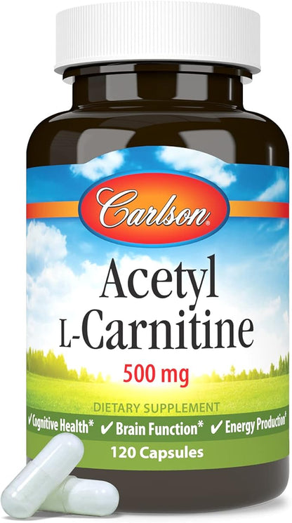 Carlson Labs Acetyl L-Carnitine, 500mg, 120 Capsules