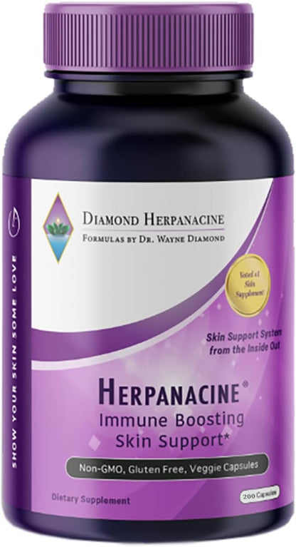 Diamond Herpanacine Natural Skin Care and Immune Support - Vitamins to Help Clear Skin - Complete Skin and Immune System Support from the Inside Out - Made with Natural Ingredients - (200 Count)