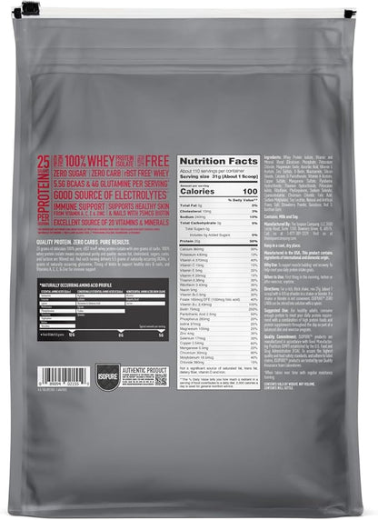 Isopure Protein Powder, Zero Carb Whey Isolate, Gluten Free, Lactose Free, 25g Protein, Keto Friendly, Strawberries & Cream, 110 Servings, 7.5 Pound (Packaging May Vary)