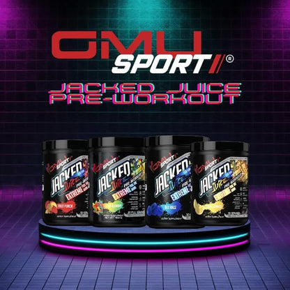 GMU SPORT Jacked Juice Pre-Workout Powder - High Energy, Explosive Pump & Focus Pre Workout Powder for Men & Women 8g Citrulline Malate, Creatine, Beta Alanine, B-Vitamin Boost - 40 Servings