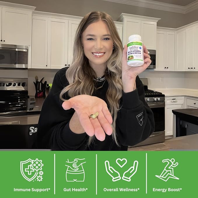 Paradise Herbs Earth's Blend Women's Once Daily Multivitamin with Iron, 48 Organic Superfoods, Probiotics, Antioxidants, Vitamins A, B12, C, D, K2, 120 Capsules