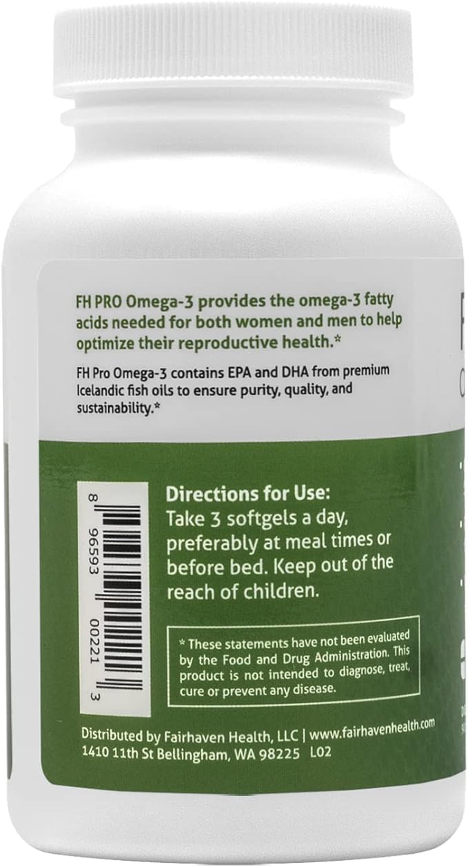 Fairhaven Health FH PRO Omega 3 Fatty Acids | Prenatal DHA and EPA Vitamin | Premium Icelandic Fish Oil Supplement for Pregnant Women and Nursing Mothers | 90 Softgels