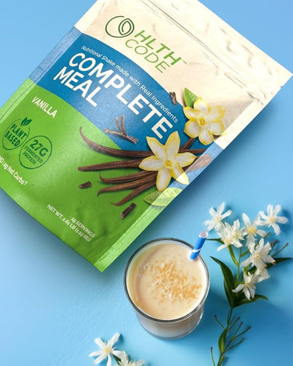 HLTH Code Complete Meal Replacement Shake - Healthiest Meal Replacement = Healthiest You | Keto Friendly | High Protein | Low Carb | Collagen | Gluten Free | Plant Based Vanilla (15 servings)